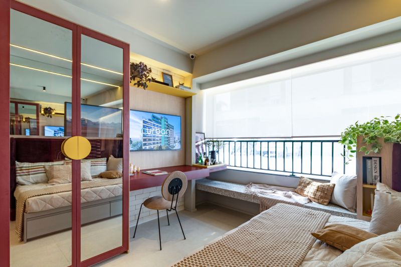 Projeto de arquitetura para apartamento decorado do Empreendimento Nurban Campo Belo, São Paulo, pelo escritório de arquitetura MWARQ, liderado pela arquiteta Marcela. Arquitetura para incorporação. Arquitetura para incorporadoras.