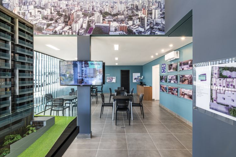 Projeto de arquitetura para stand de vendas do Empreendimento Your Code Liberdade, São Paulo, pelo escritório de arquitetura MWARQ, liderado pela arquiteta Marcela.