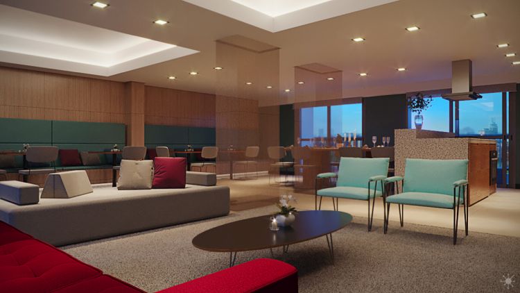 Projeto de arquitetura para áreas comuns do Empreendimento Your Code Liberdade, São Paulo, pelo escritório de arquitetura MWARQ, liderado pela arquiteta Marcela Wandenkolk.