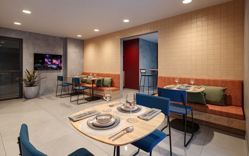 Projeto para incoporação. Interiores para áreas comuns. Arquiteta Marcela Wandenkolk. Escritório de arquitetura MWARQ. Salão de Festas.