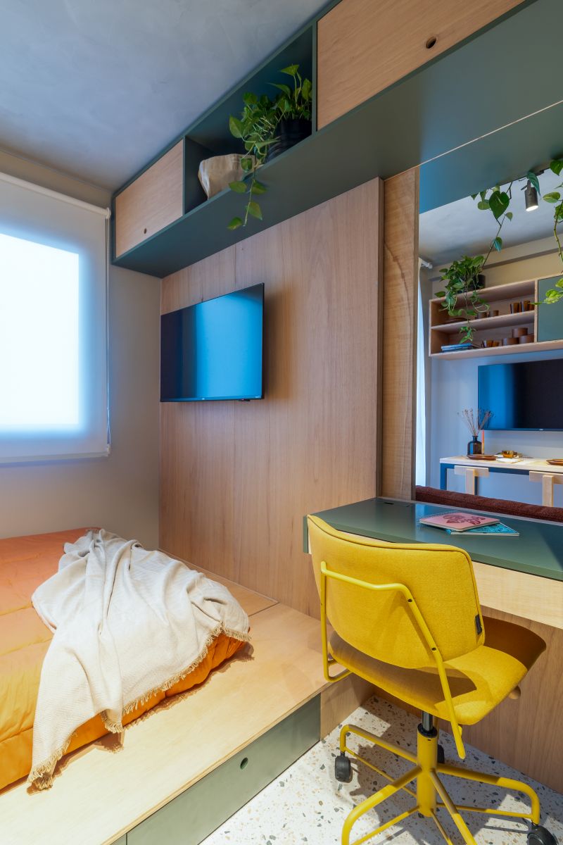 Escritório de Arquitetura MWARQ. Arquiteta Marcela andenkolk. Projeto para Incorporação. Apartamento Decorado Vita Urbana. Apartamento compacto.