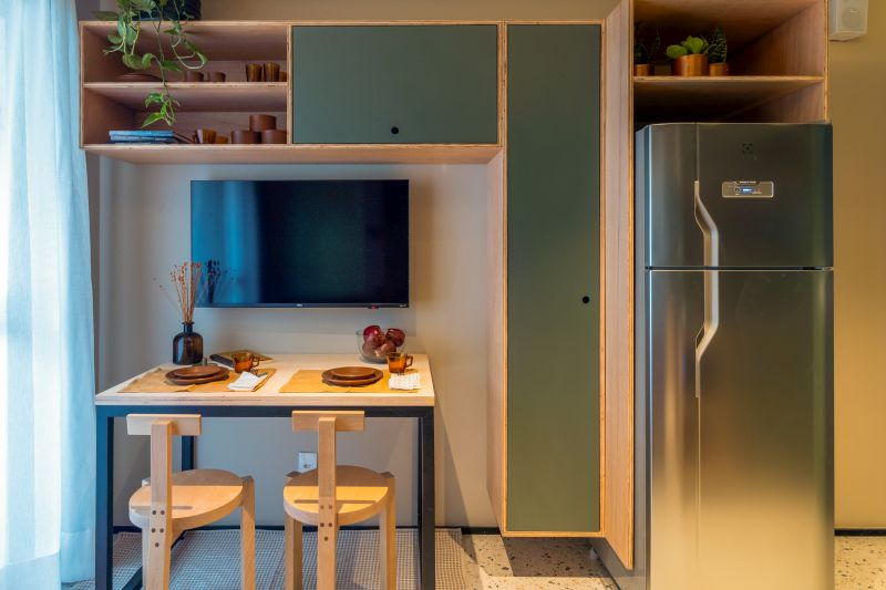 Escritório de Arquitetura MWARQ. Arquiteta Marcela andenkolk. Projeto para Incorporação. Apartamento Decorado Vita Urbana. Apartamento compacto.