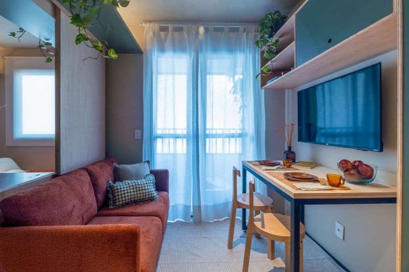 Escritório de Arquitetura MWARQ. Arquiteta Marcela andenkolk. Projeto para Incorporação. Apartamento Decorado Vita Urbana. Apartamento compacto. Arquitetura incorporação incorporadora.