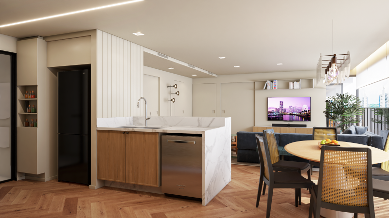 Arquiteta marcela wandenkolk. escritório de arquitetura MWARQ. Projeto de arquitetura no itaim. apartamento alto padrão. sala de estar integrada.