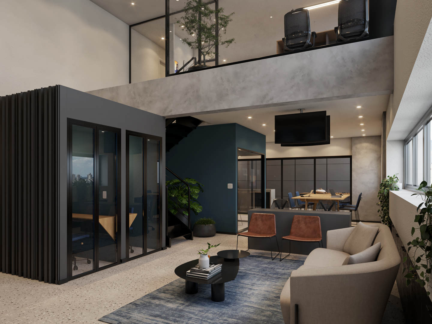 Projeto de arquitetura corporativa de 150m² para a fintech SaqCash em Moema, pelo escritório de Arquitetura em São Paulo MWARQ.