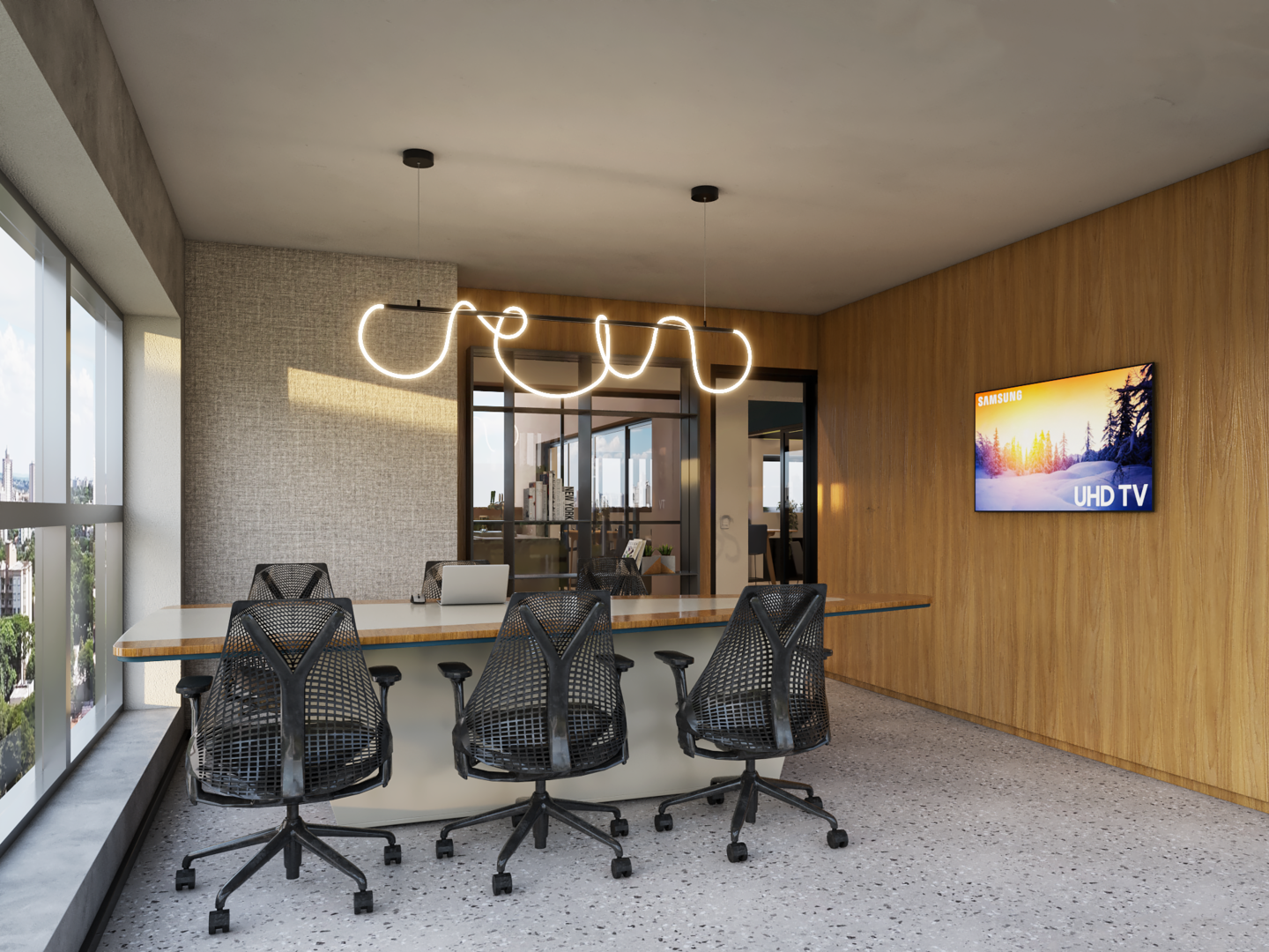 Projeto de arquitetura corporativa de 150m² para a fintech SaqCash em Moema, pelo escritório de Arquitetura em São Paulo MWARQ.